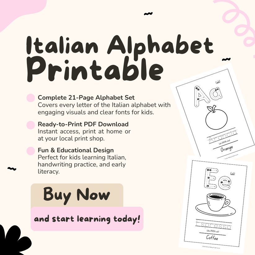 Italian Alphabet Printable – Due Baci Publishing