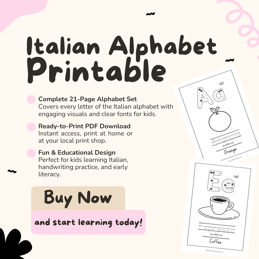 Italian Alphabet Printable – Due Baci Publishing